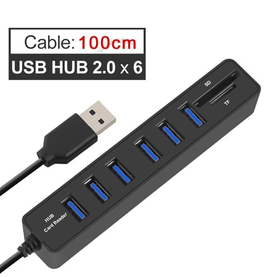 6 Port Usb Hub MicroSD Tf Sd Kart Okuyucu Çoklayıcı