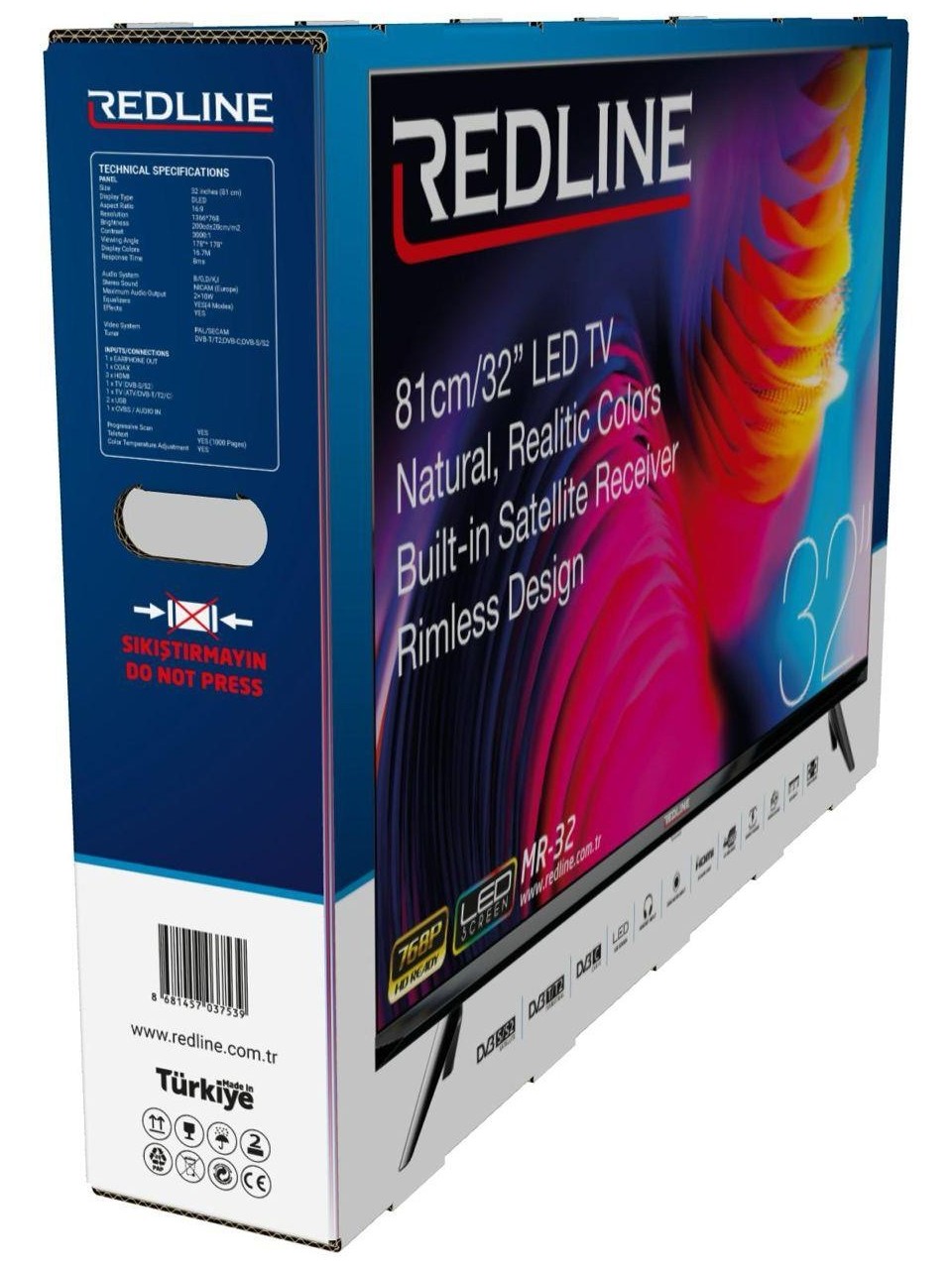 Redline MR-32 32inç 81 Ekran Dahili Uydu Alıcılı HD LED TV(Çerçevesiz)