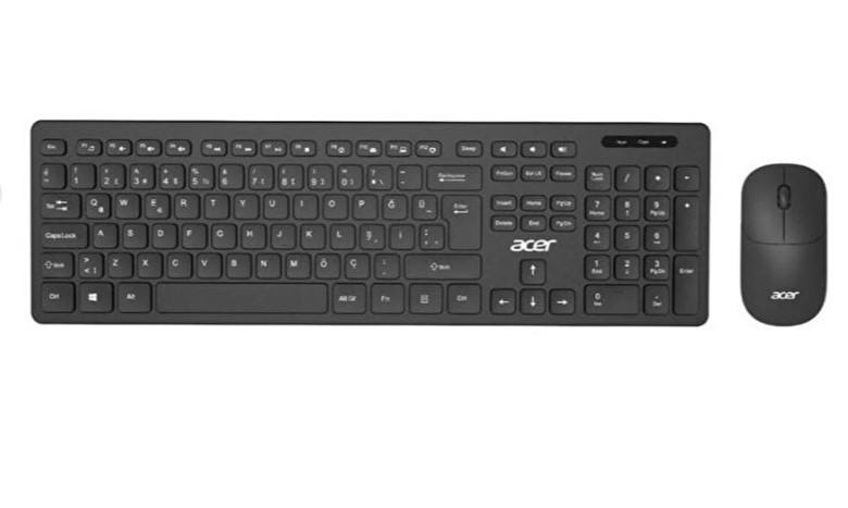 Acer OAK-920 Siyah Kablosuz Sessiz Tuşlu 2.4 Ghz Klavye Moue Set ( Mouse 1200Dpı) Caps Lock