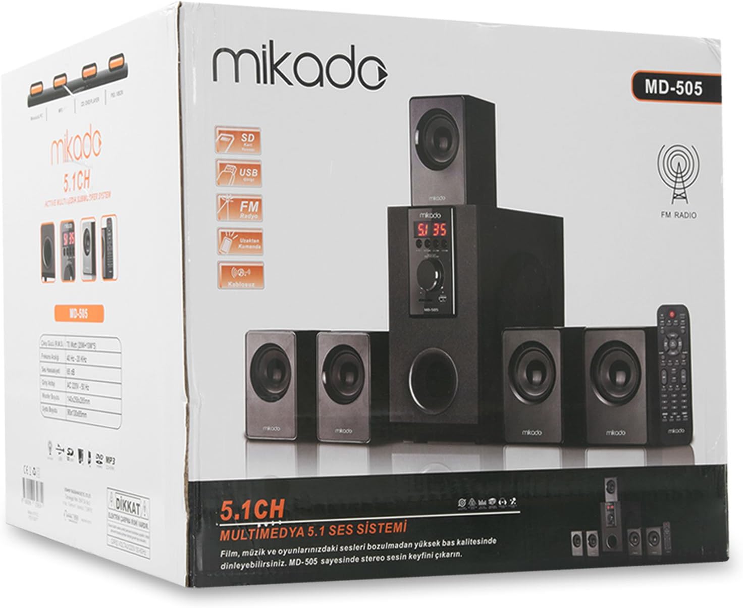 Mikado MD-505 5+1 Usb+SD+FM Destekli Bluetooth Hoparlör