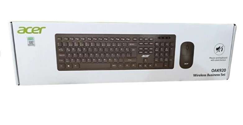 Acer OAK-920 Siyah Kablosuz Sessiz Tuşlu 2.4 Ghz Klavye Moue Set ( Mouse 1200Dpı) Caps Lock