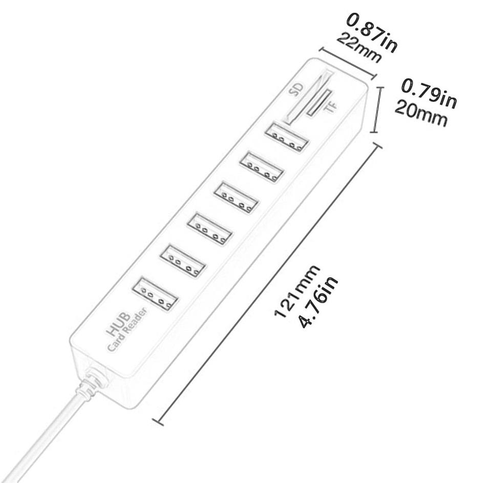 6 Port Usb Hub MicroSD Tf Sd Kart Okuyucu Çoklayıcı