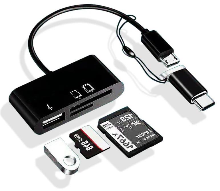 Type-C Micro Usb 3in1 Sd Micrsd Kart Okuyucu Otg Çevirici Kablosu