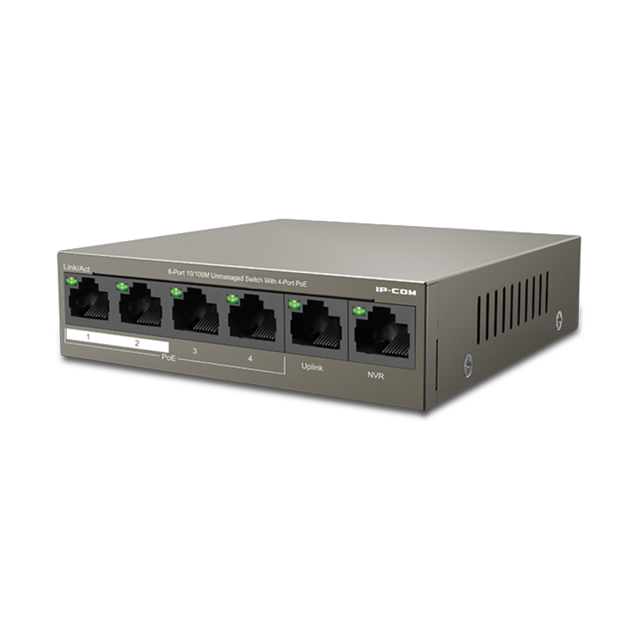 IP-COM F1106P-4-63W 4FE PoE Port (63W), 2FE Uplink Desktop Switch