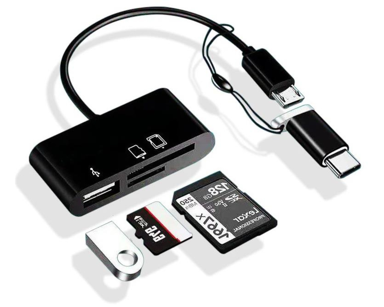 Type-C Micro Usb 3in1 Sd Micrsd Kart Okuyucu Otg Çevirici Kablosu