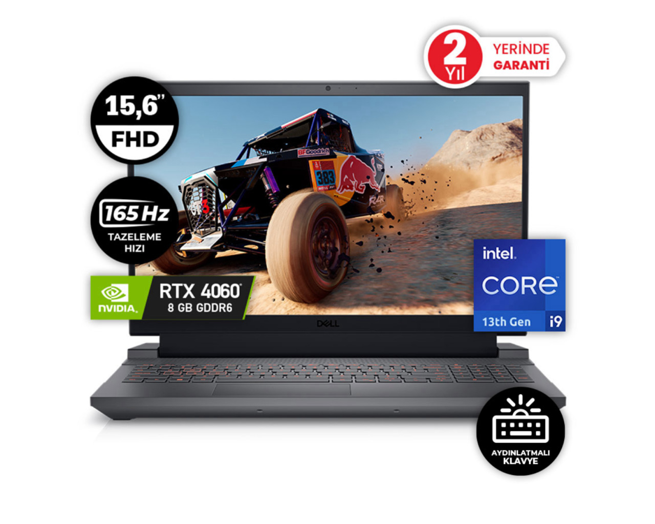 DELL G15 5530 15.6inç FHD i9-13900HX 32GB Ram 1TB Ssd HDD RTX 4060 8GB Ekran Kartı Ubuntu İşletim Sistemli