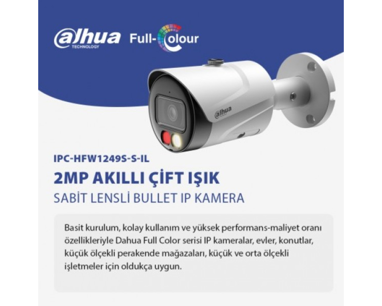 Dahua HFW1249S-S-IL IP Full Color(Gece Renkli) Bullet Kamera