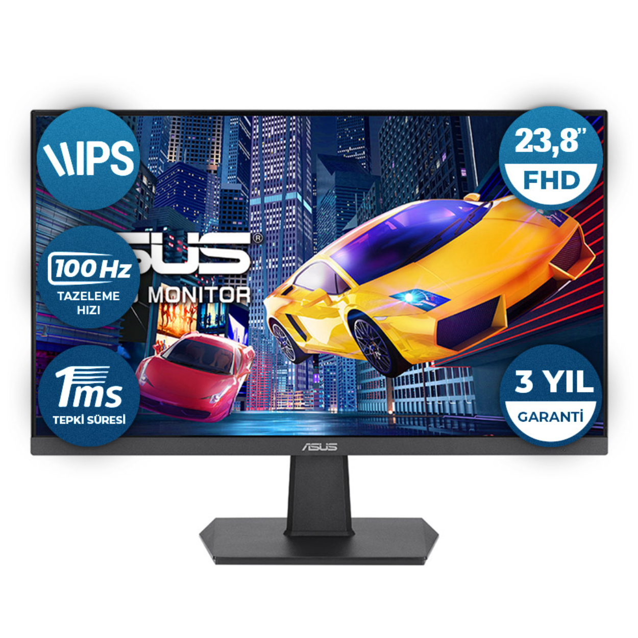 23.8inç ASUS VA24EHF IPS 1ms 100Hz 250nt HDMI VESA 3Yıl Garanti Monitör